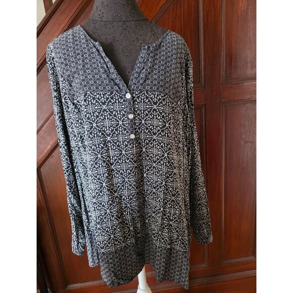 J. Jill Womens Black & White Geometric Print Blouse Top Size 2x - Picture 1 of 7